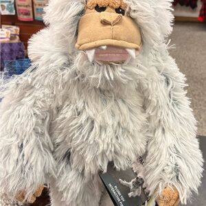 Fluffy White and Tan Yeti Plush Dog Toy